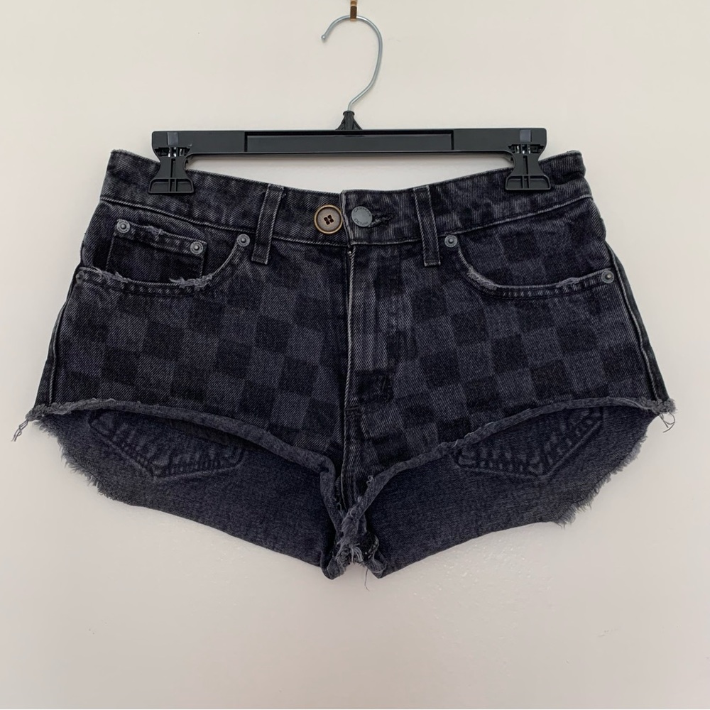 Black checkered jean shorts (24)